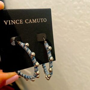 Earrings- hoops with 3D silver beads